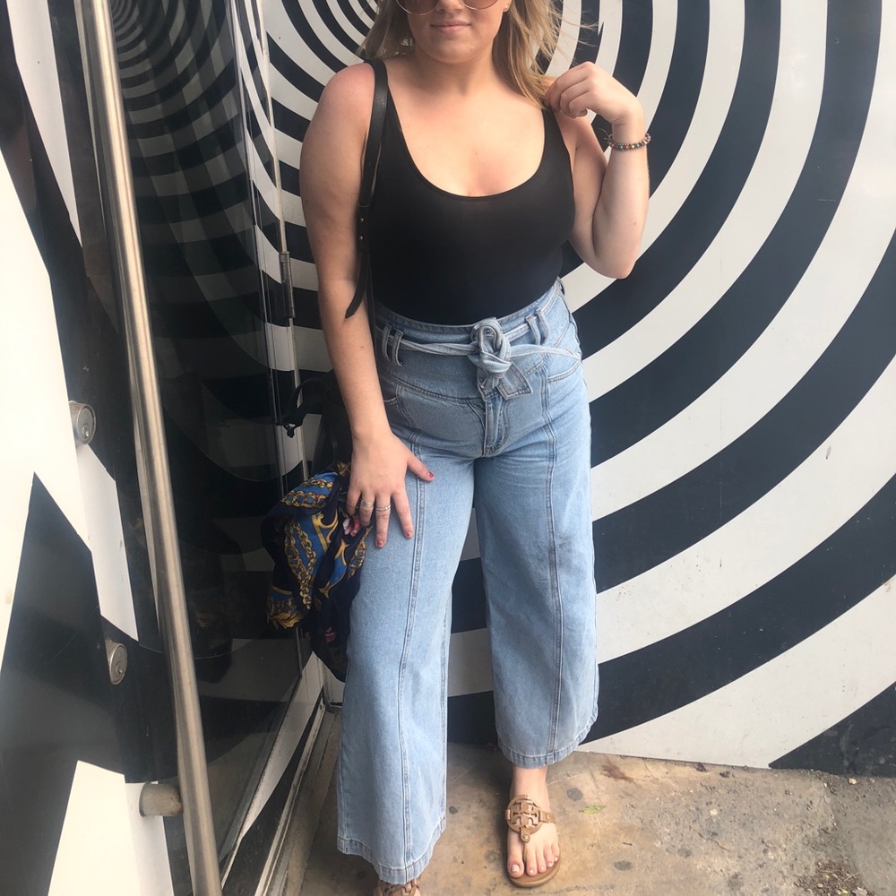Tie front jeans